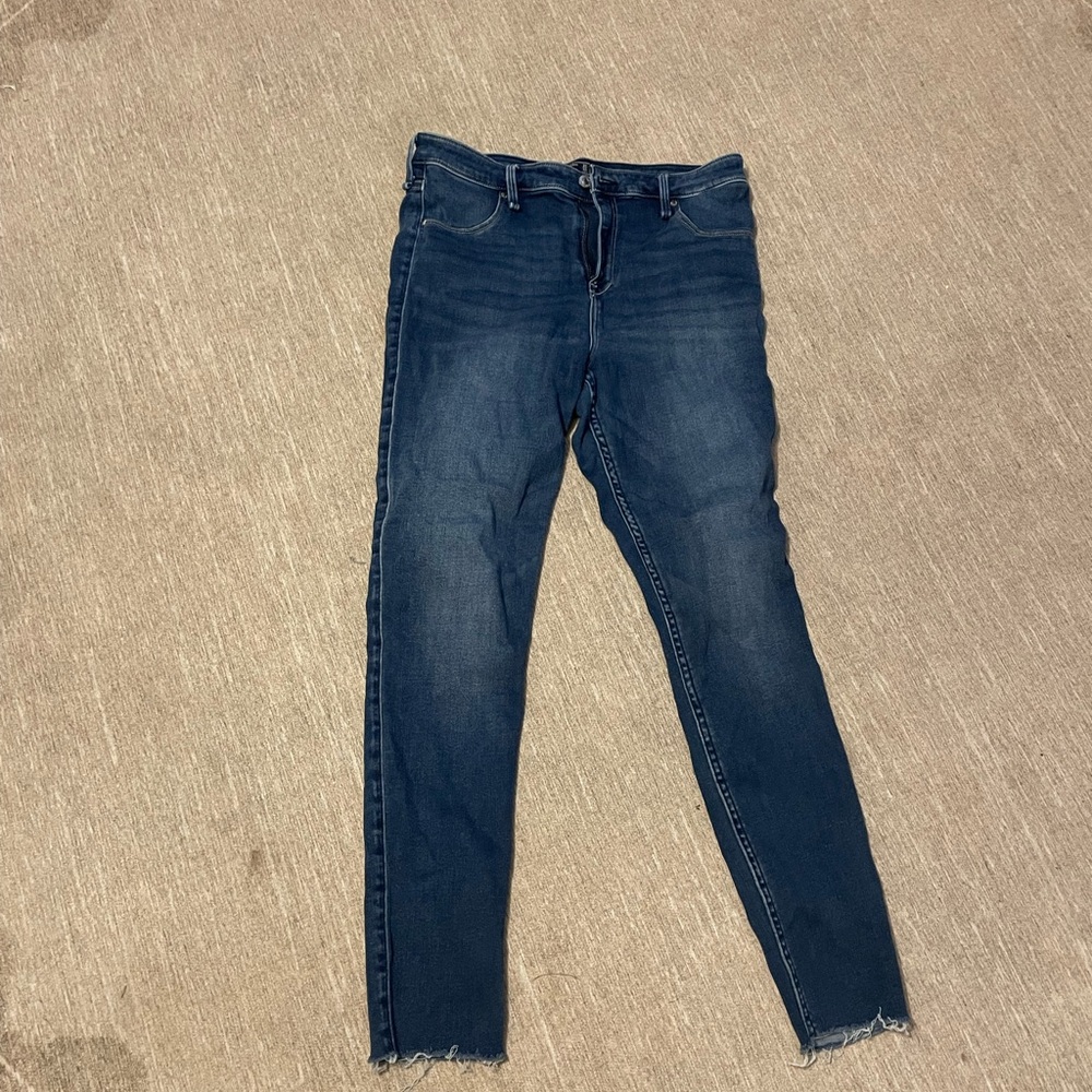 Raw hem dark wash jeans